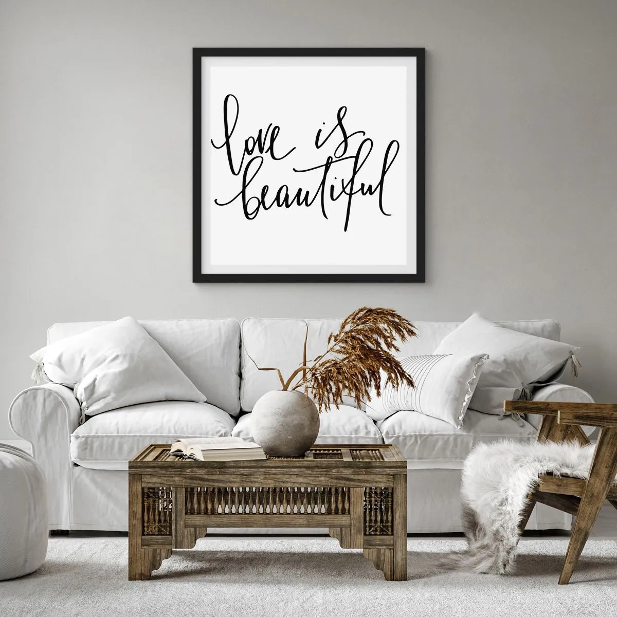 Póster en marco negro - Leer y repetir - 60x60 cm