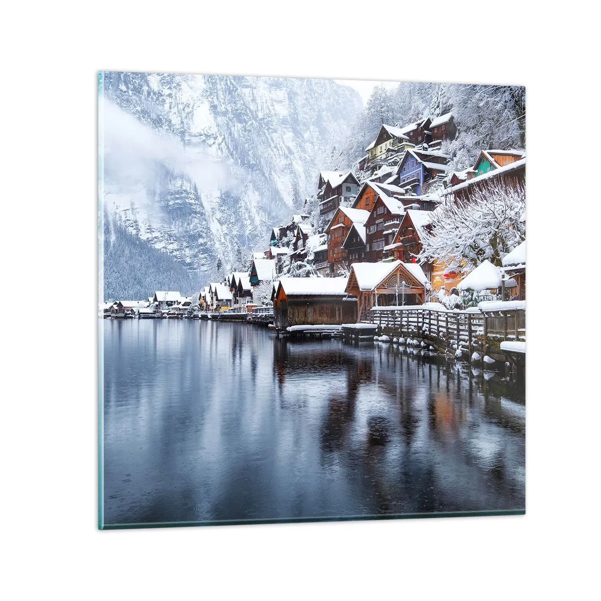 Cuadro sobre vidrio - Impresiones sobre Vidrio - En un decorado de invierno - 70x70 cm