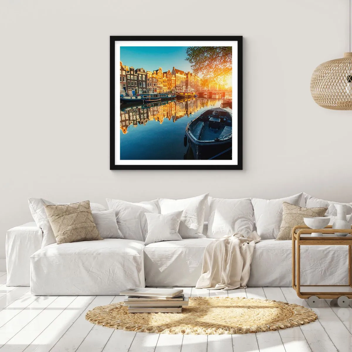 Póster en marco negro - Mañana en Ámsterdam - 30x30 cm
