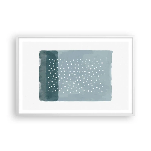 Póster en marco blanco - Creación sobre azul - 91x61 cm