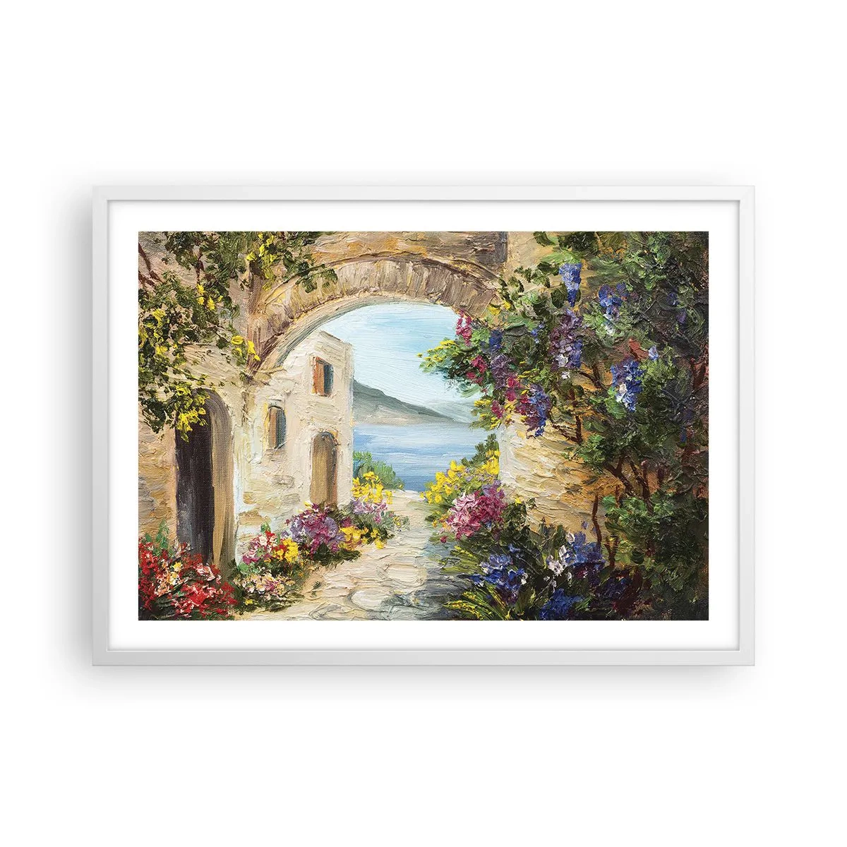 Póster en marco blanco - El encanto del paisaje costero - 70x50 cm