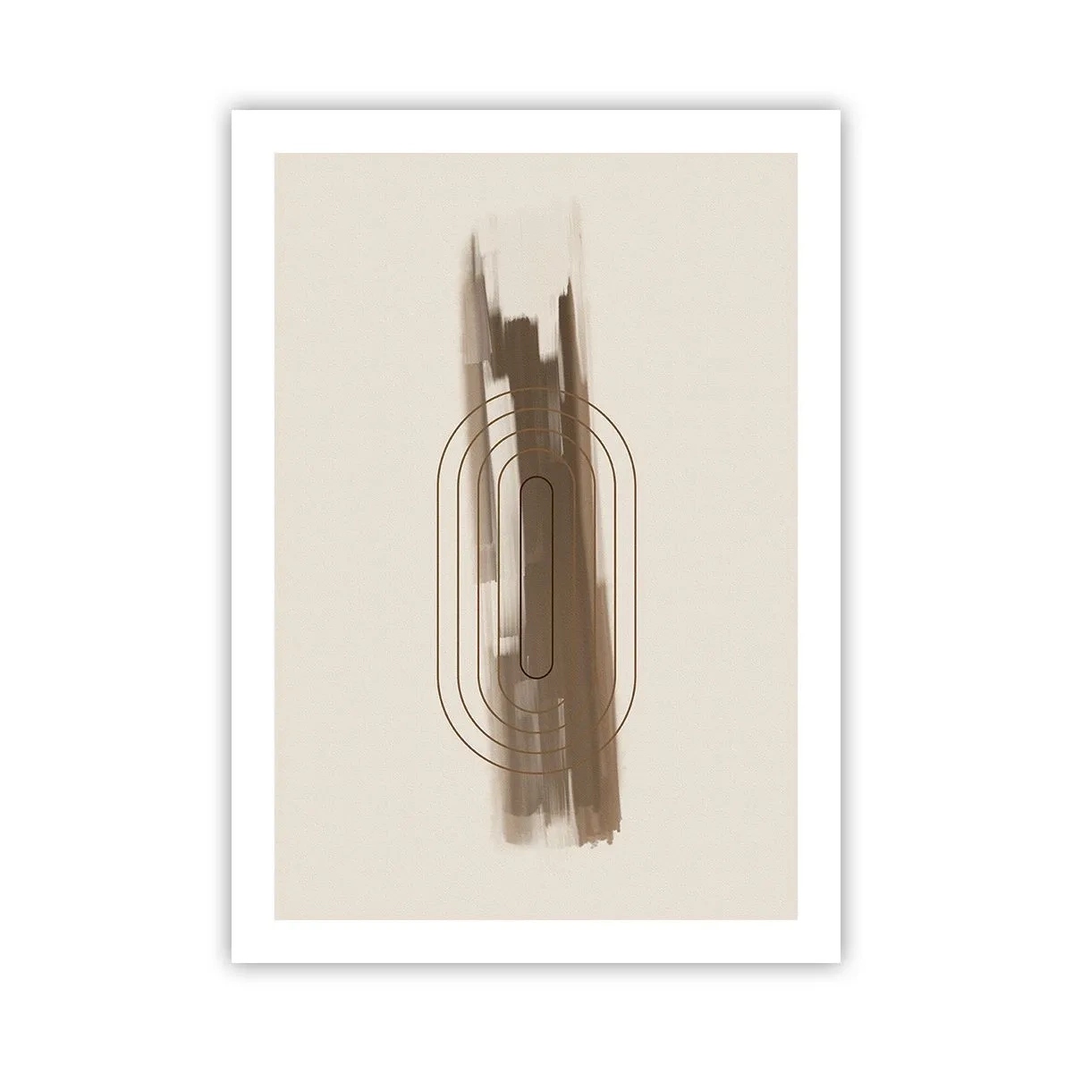 Póster - Forma geométrica en tonos marrones y beige. - 50x70cm - Un soplo de gris - Decoración de pared moderna para salón y dormitorio ARTTOR