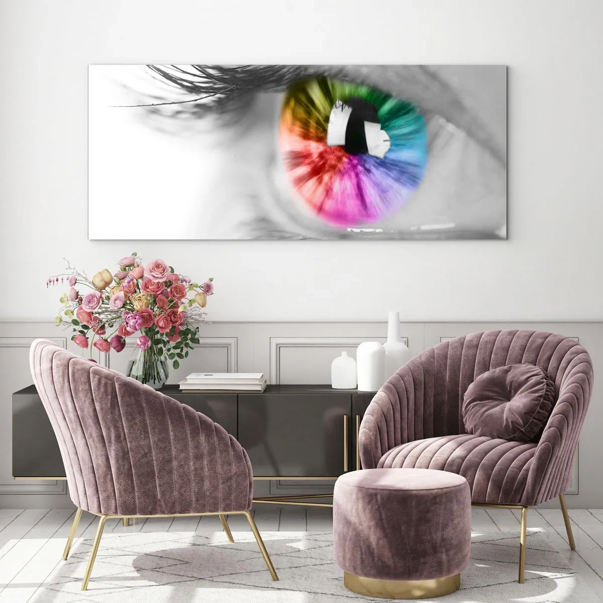 Cuadro sobre vidrio - Impresiones sobre Vidrio - Ver el mundo en color - 90x30 cm
