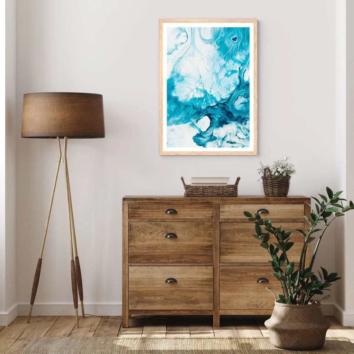 Póster en marco roble claro - Un concierto azul - 30x40 cm
