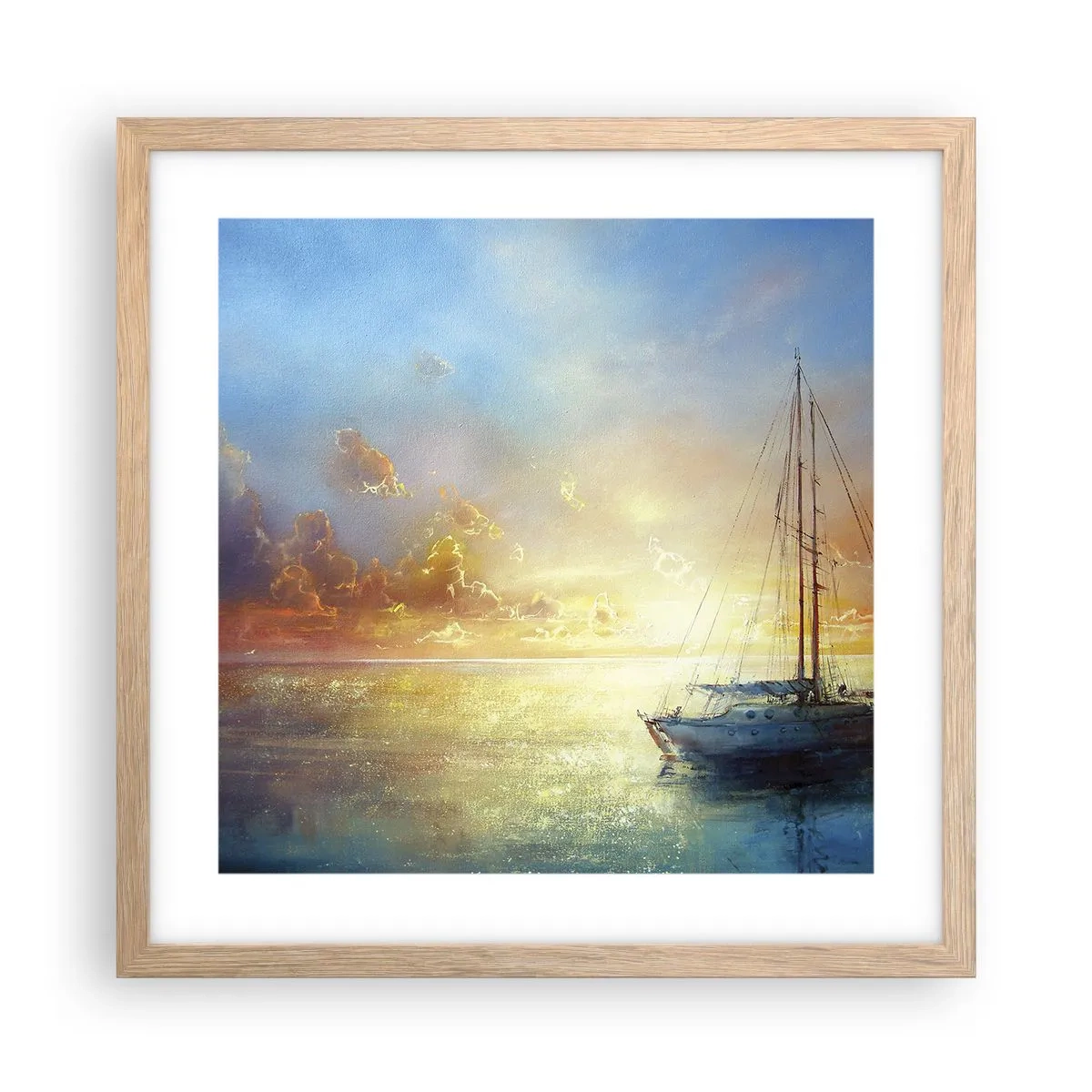 Póster en marco roble claro - En una bahía dorada - 40x40 cm