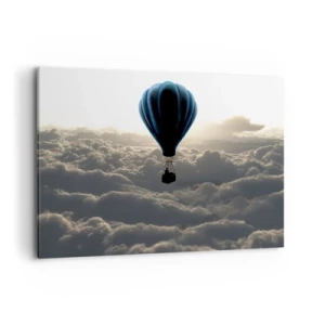 Cuadro sobre lienzo - Impresión de Imagen - Un globo aerostático contra un cielo con nubes al atardecer. - 100x70cm - Un viajero por encima de las nubes - Decoración de pared moderna para salón y dormitorio ARTTOR