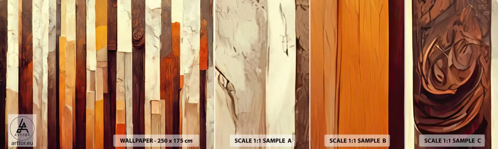 Muestra De Fotomural Standard Eco - Himno de los árboles del bosque - Pedazo, Abstracción, Cinturones - 100x30 cm