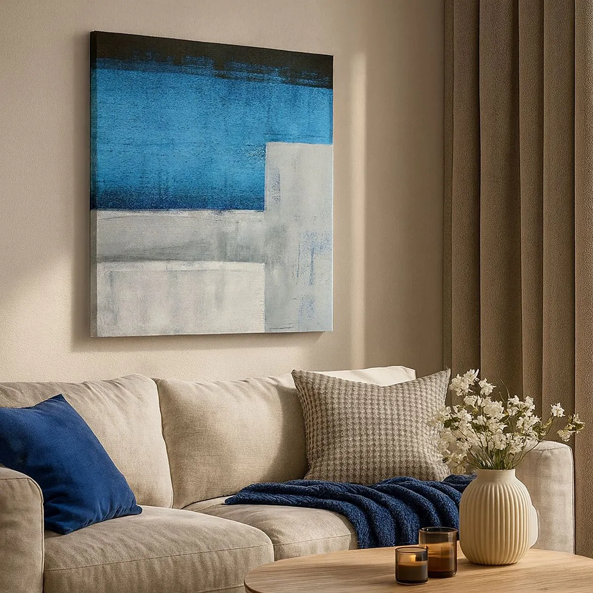 Cuadro sobre lienzo - Impresión de Imagen - Composición poética de gris y azul - 30x30 cm
