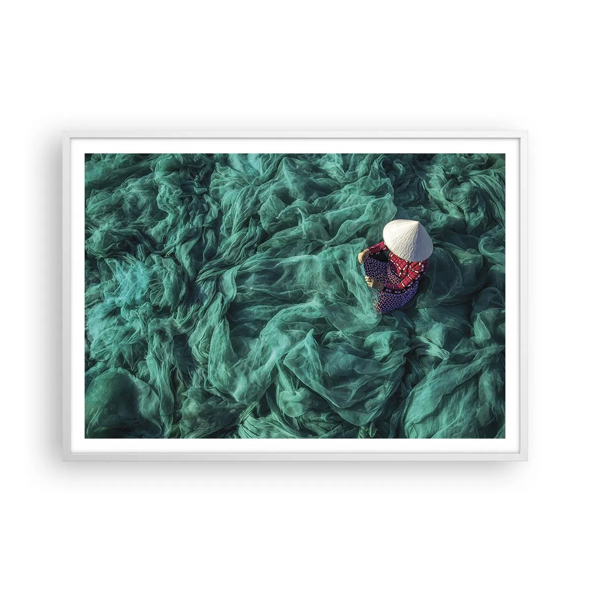 Póster en marco blanco - En un mar de redes - 100x70 cm