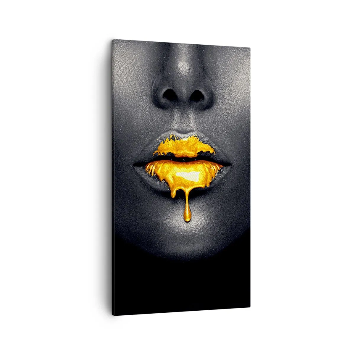 Cuadro sobre lienzo - Impresión de Imagen - Labios de oro - 45x80 cm