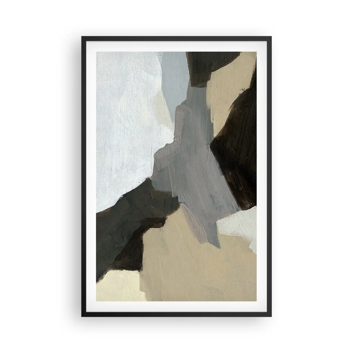 Póster en marco negro - Abstracción: partes del gris - 61x91 cm