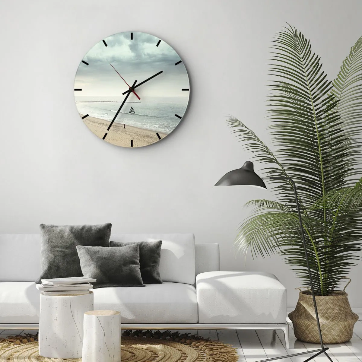Reloj de pared - Reloj de vidrio - En busca de la paz - 30x30 cm