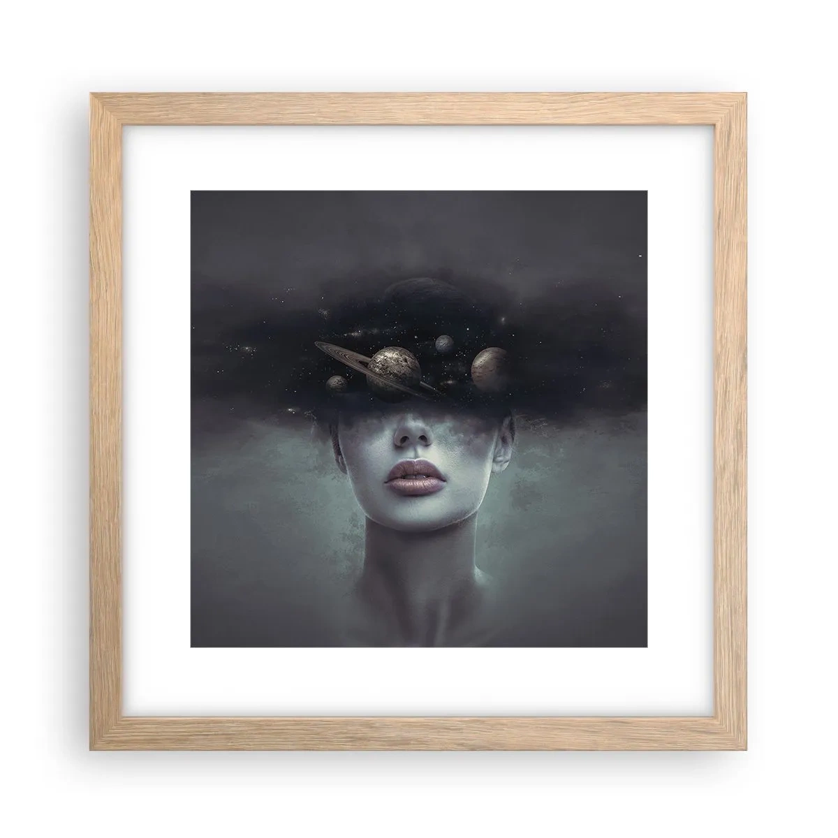 Póster en marco roble claro - Y los planetas sienten... - 30x30 cm