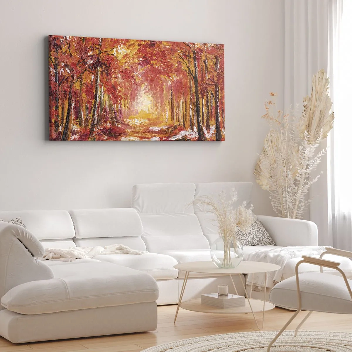 Cuadro sobre lienzo - Impresión de Imagen - Bosque de cobre - 100x40 cm