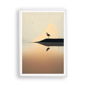 Póster en marco blanco - Un caballero en el lago - 70x100 cm