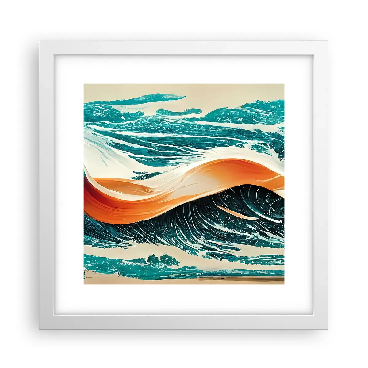 Póster en marco blanco - El sueño de un surfista - 30x30 cm