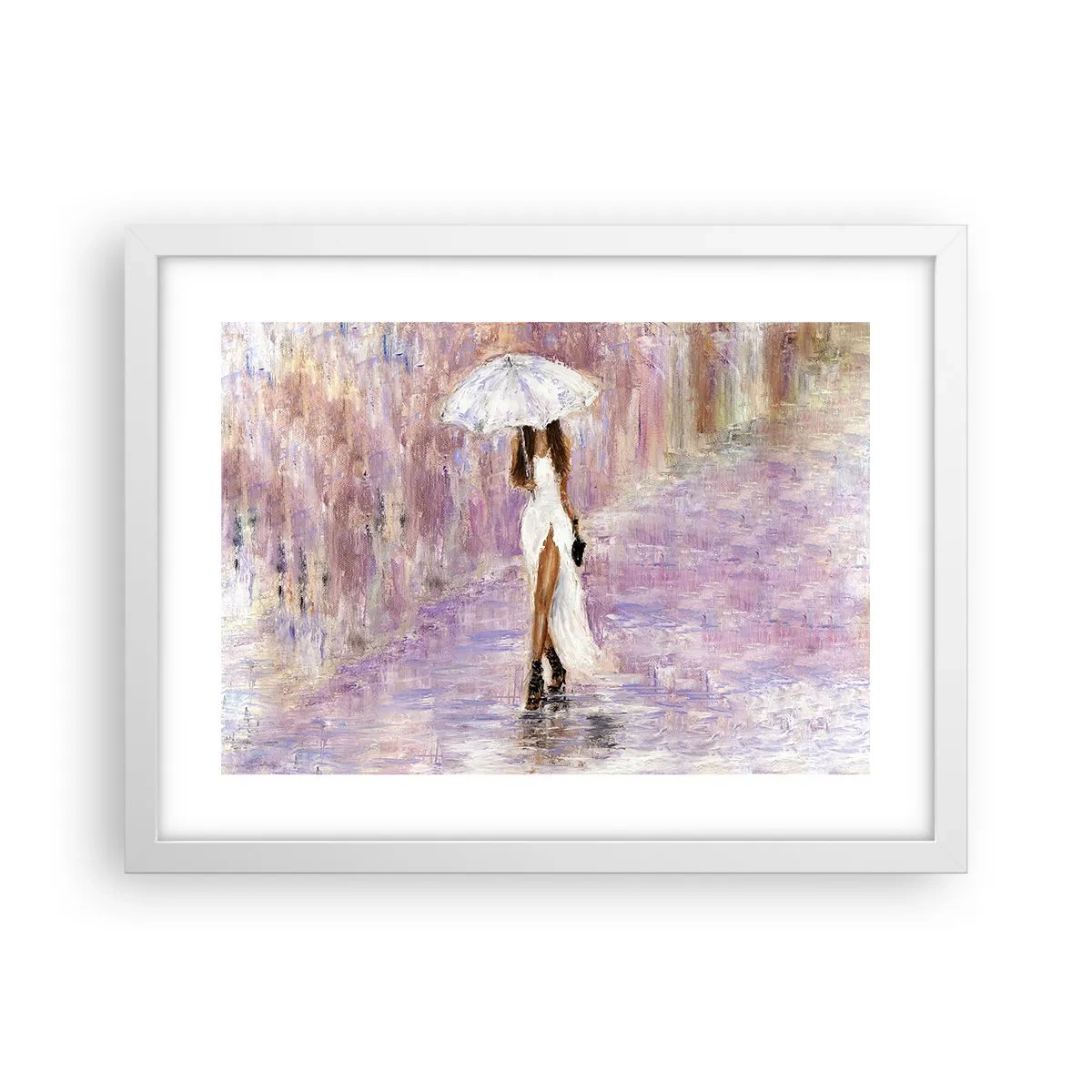 Póster en marco blanco - En la lluvia de lilas - 40x30 cm