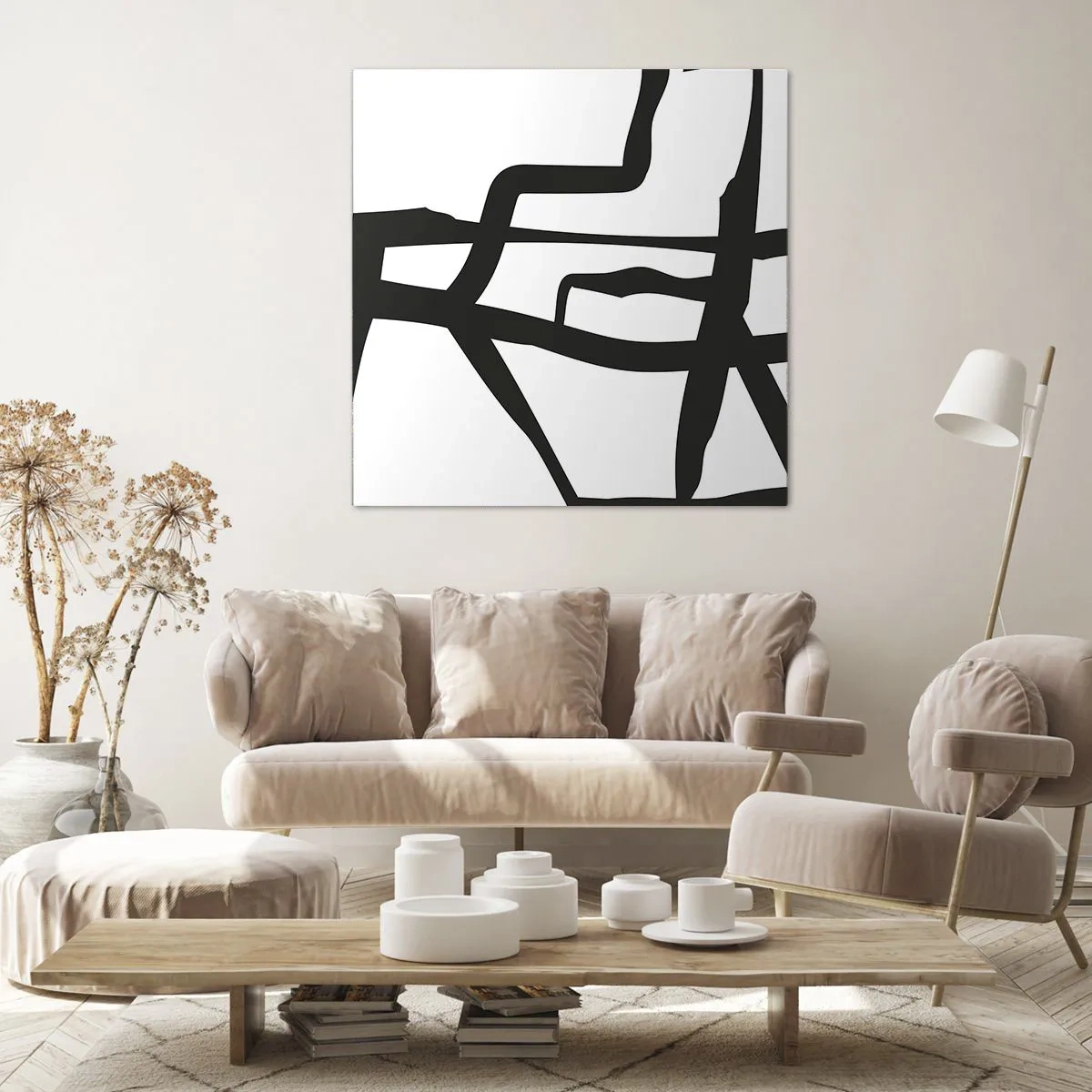 Cuadro sobre lienzo - Impresión de Imagen - Construcción en blanco y negro - 30x30 cm