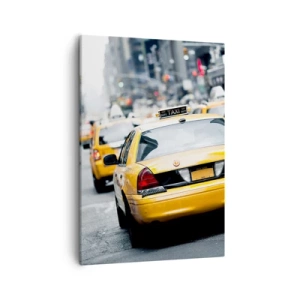 Cuadro sobre lienzo - Impresión de Imagen - Taxis amarillos en una concurrida calle de la ciudad en el centro de la metrópoli. - 50x70cm - Solo en esta ciudad - Decoración de pared moderna para salón y dormitorio ARTTOR