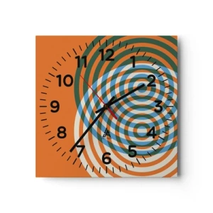 Reloj de pared - Reloj de vidrio - Círculos y abstracción - 40x40 cm