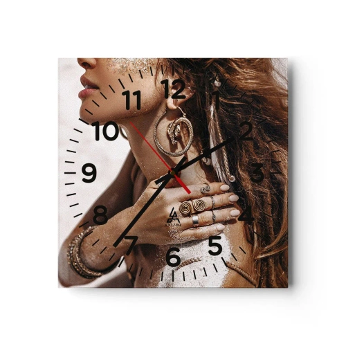 Reloj de pared - Reloj de vidrio - Reina de la playa salvaje - 40x40 cm