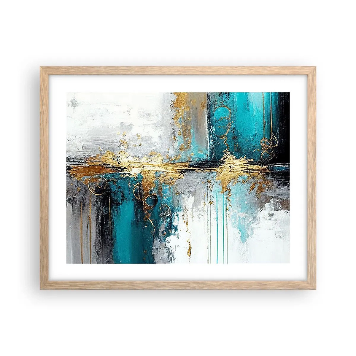 Póster en marco roble claro - Todo fluye - 50x40 cm