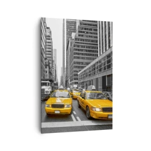 Cuadro sobre lienzo - Impresión de Imagen - Taxis amarillos en las calles de Nueva York - 70x100cm - Nosotros somos los que damos color a la ciudad - Decoración de pared moderna para salón y dormitorio ARTTOR