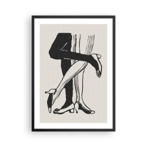 Póster en marco negro - Ilustración en blanco y negro de piernas entrelazadas bailando - 50x70cm - Atributo femenino - Decoración de pared moderna para salón y dormitorio ARTTOR