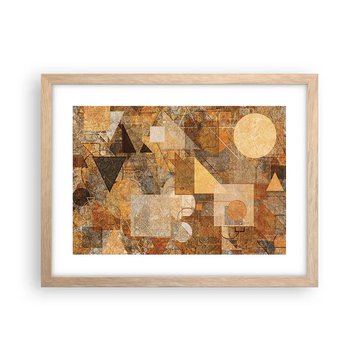 Póster en marco roble claro - Estudio cubista en bronce - 40x30 cm