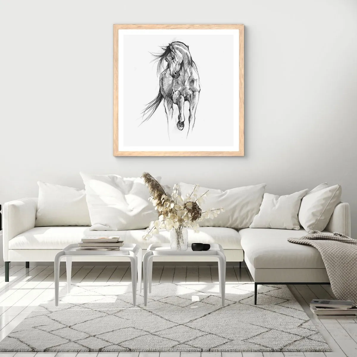 Póster en marco roble claro - En un elegante trote - 50x50 cm