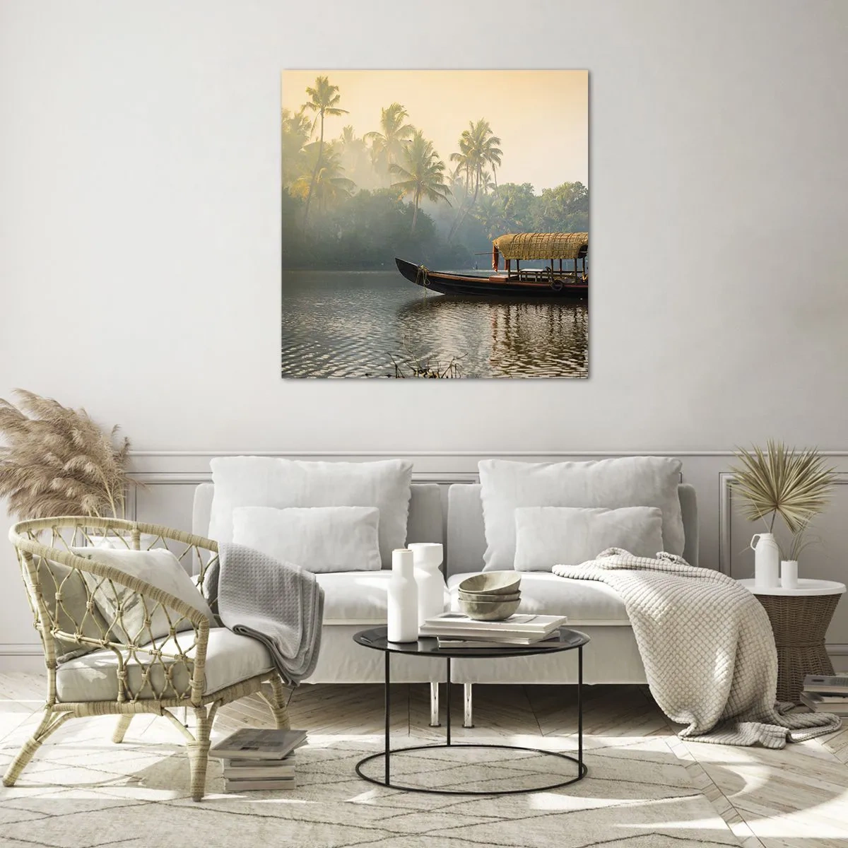 Cuadro sobre vidrio - Impresiones sobre Vidrio - Casa en el río - 30x30 cm