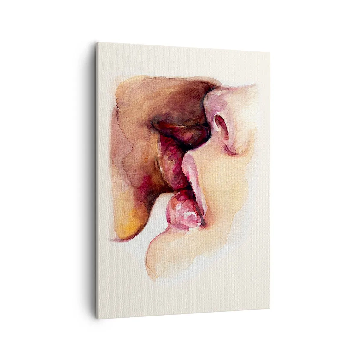 Cuadro sobre lienzo - Impresión de Imagen - Una pintura de acuarela de un primer plano de un rostro. - 50x70cm - Como la noche y el día, la tierra y el cielo - Decoración de pared moderna para salón y dormitorio ARTTOR