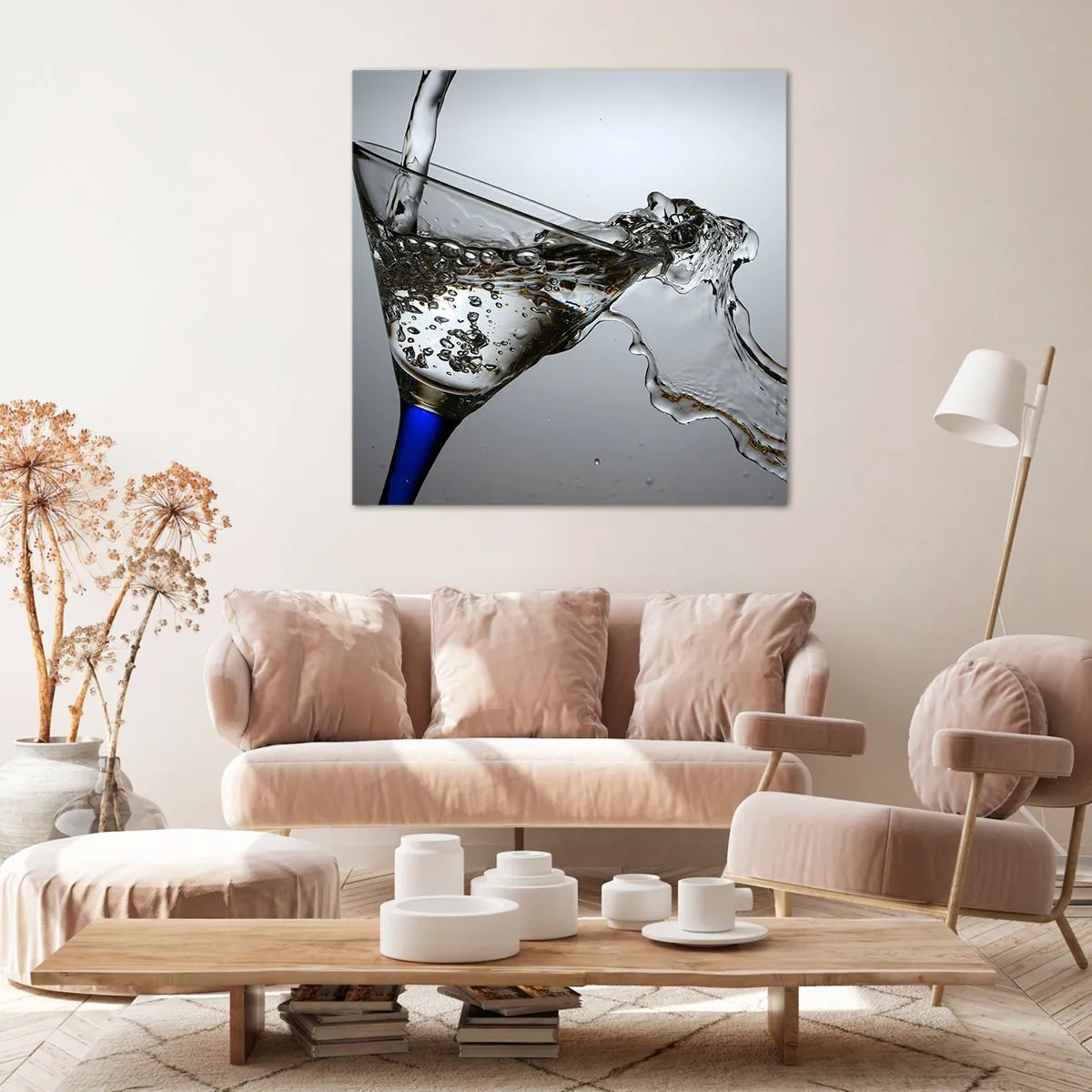 Cuadro sobre lienzo - Impresión de Imagen - Agua cristalina en vaso de vidrio - 60x60 cm