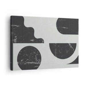 Cuadro sobre lienzo - Impresión de Imagen - Patrones geométricos en tonos negros y grises. - 70x50cm - Composición arriba y abajo - Decoración de pared moderna para salón y dormitorio ARTTOR