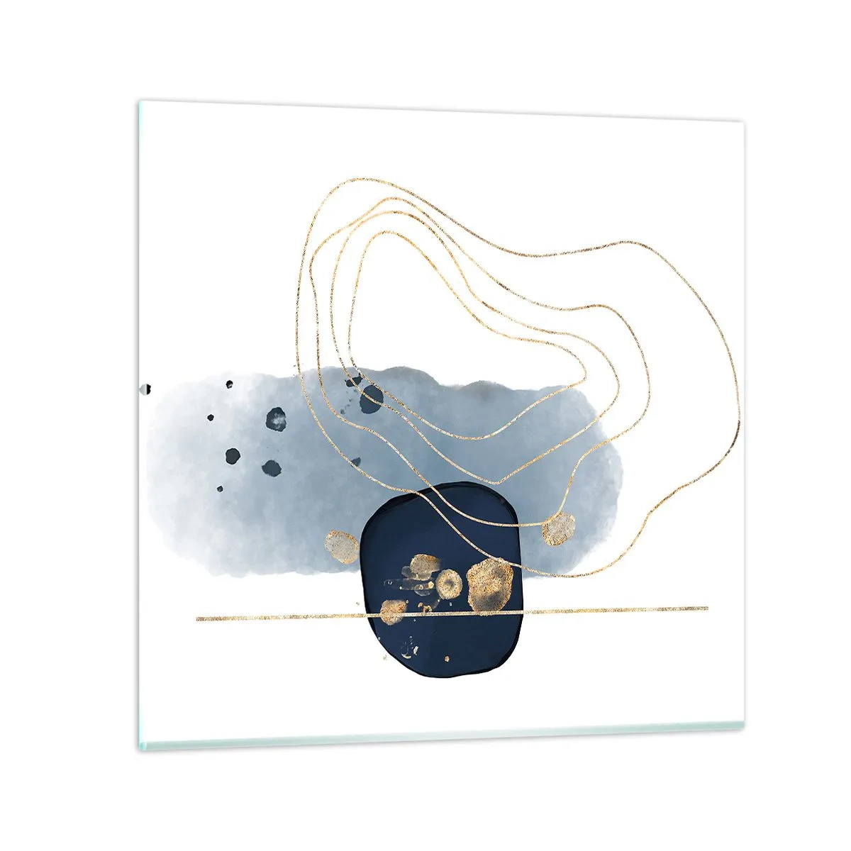 Cuadro sobre vidrio - Impresiones sobre Vidrio - Fantasía azul y oro - 60x60 cm