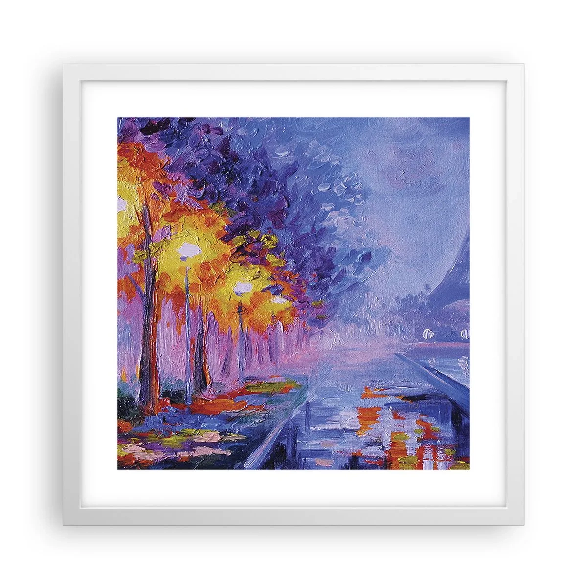 Póster en marco blanco - Un paseo de ensueño - 40x40 cm