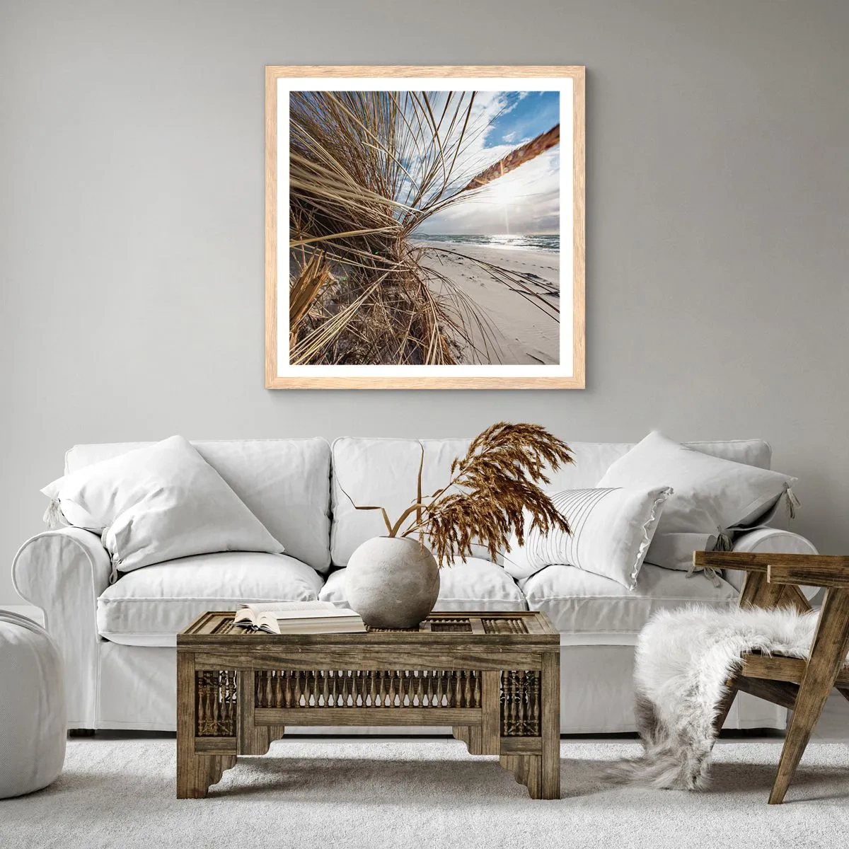 Póster en marco roble claro - Una reunión de los elementos - 30x30 cm