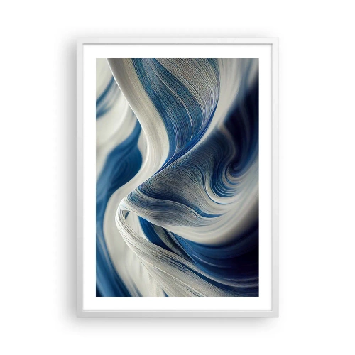 Póster en marco blanco - Fluidez de azul y blanco - 50x70 cm