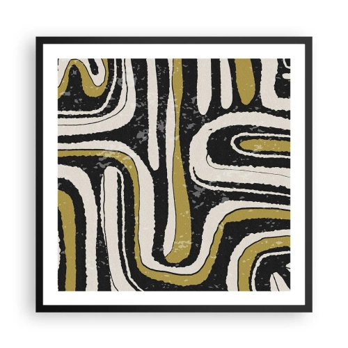 Póster en marco negro - Composición: tramos y callejones - 60x60 cm