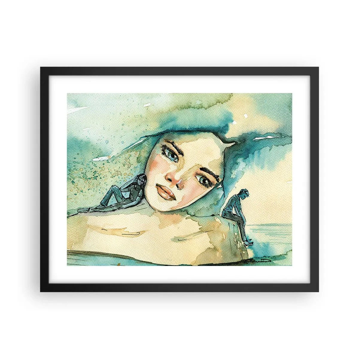 Póster en marco negro - ¿Soy azul? - 50x40 cm