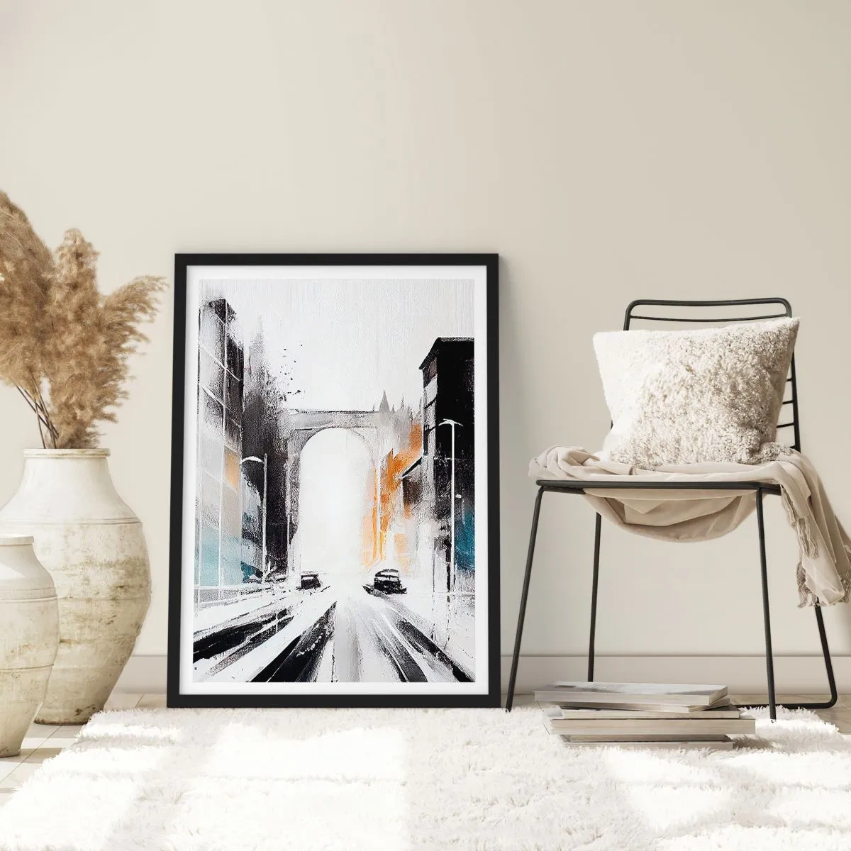 Póster en marco negro - Estudio de la ciudad: arquitectura y movimiento - 40x50 cm