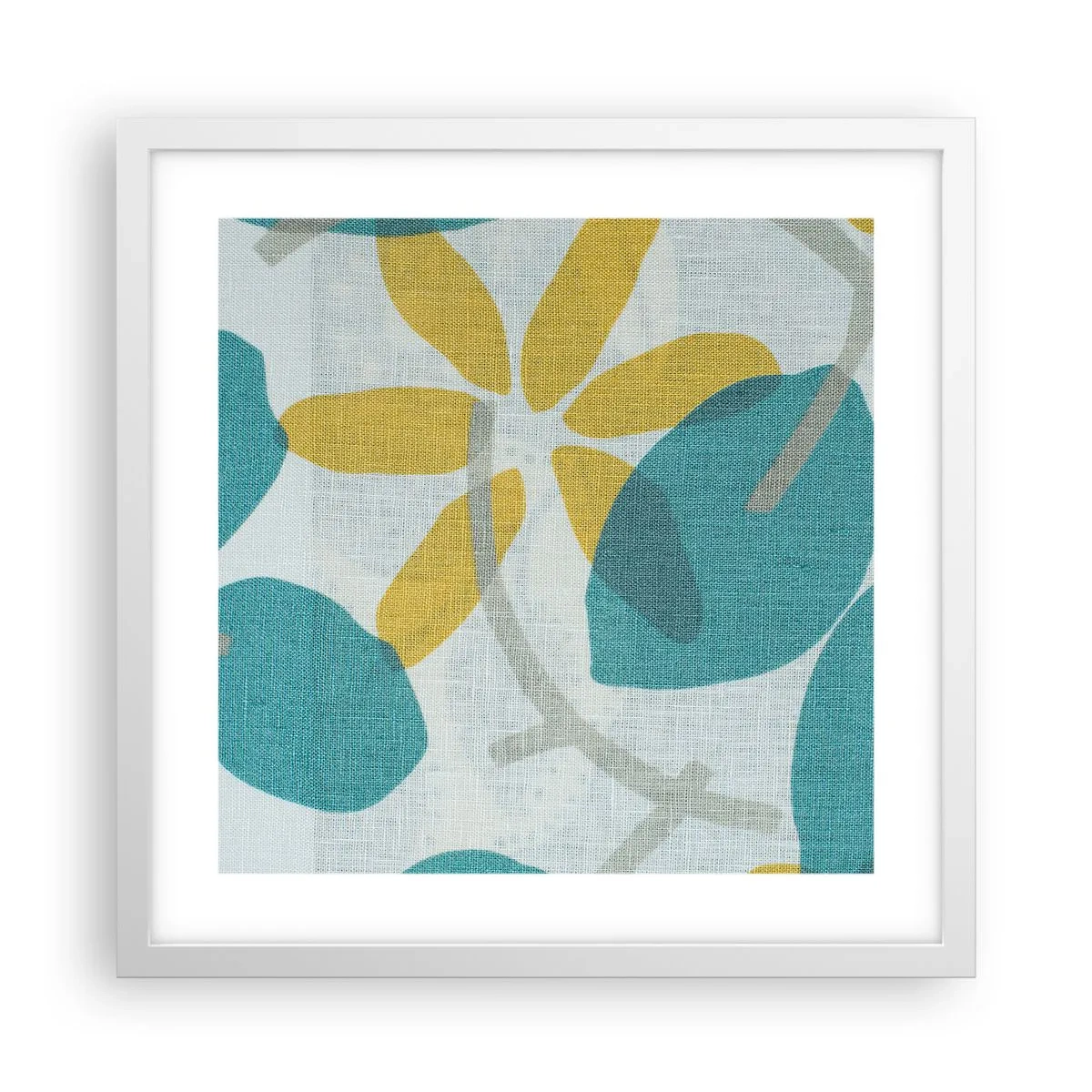 Póster en marco blanco - Entre hojas azules - 40x40 cm