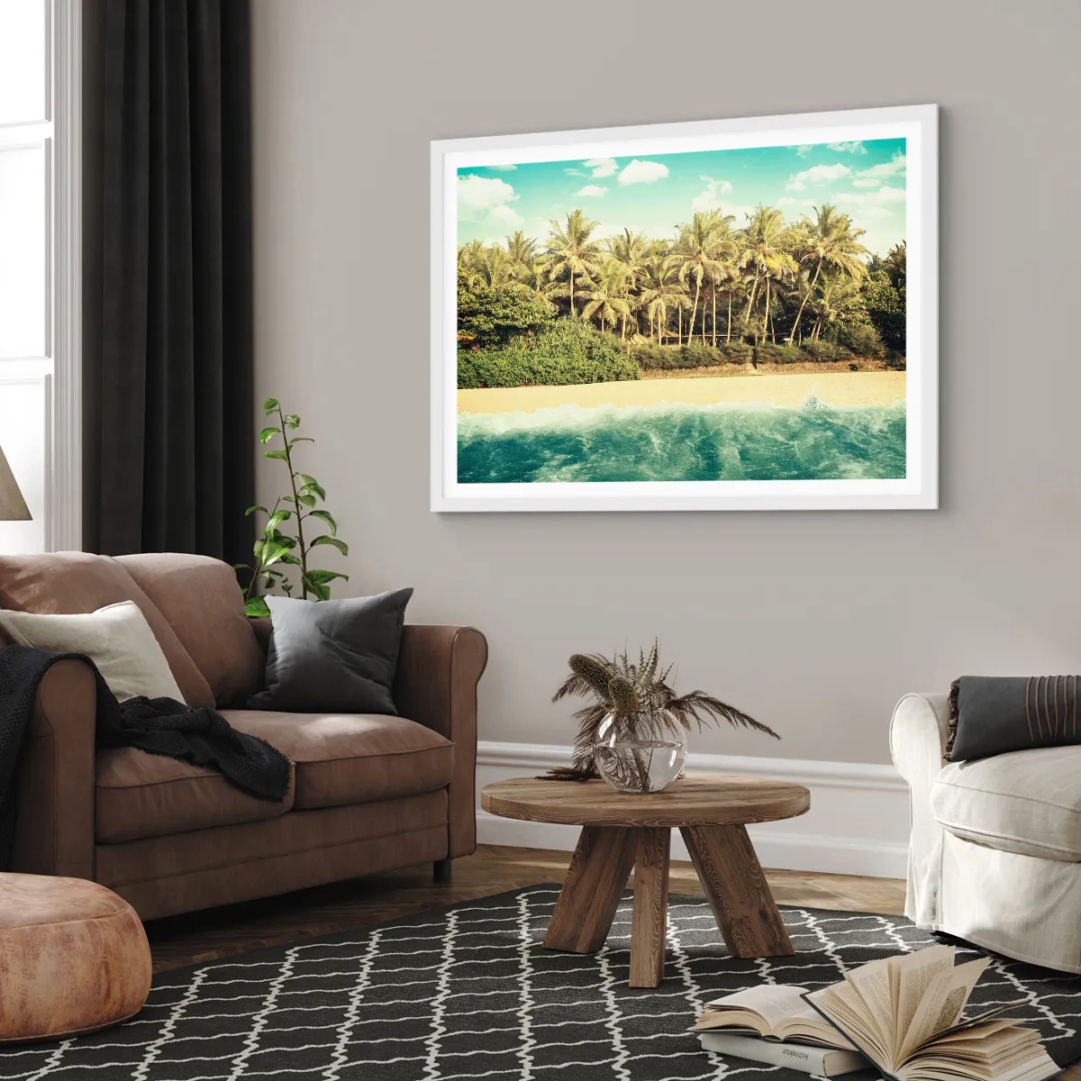 Póster en marco blanco - ¿Qué tal aquí? - 70x50 cm