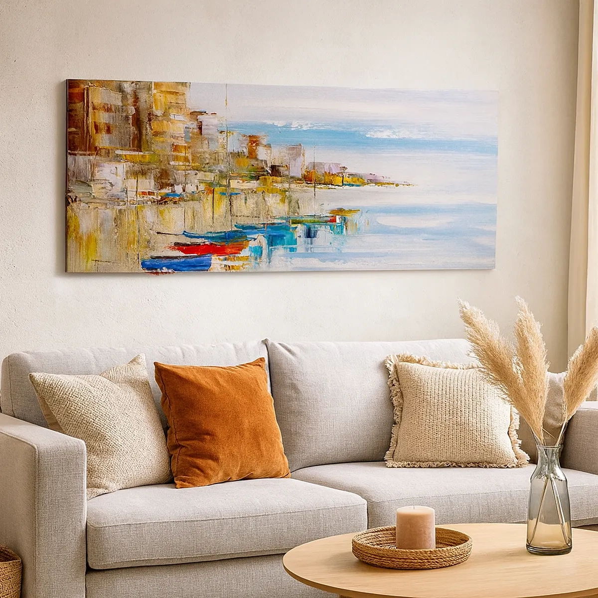 Cuadro sobre lienzo - Impresión de Imagen - Puerto urbano multicolor - 30x30 cm