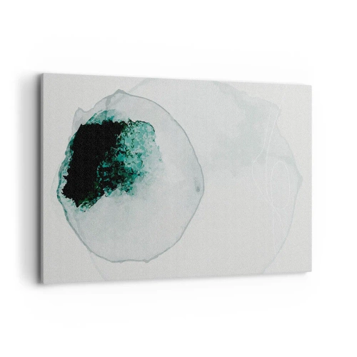 Cuadro sobre lienzo - Impresión de Imagen - Gota de agua abstracta con tonos de verde y negro. - 120x80cm - En una gota de agua - Decoración de pared moderna para salón y dormitorio ARTTOR