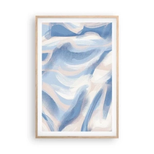 Póster en marco roble claro - Ondas azules - 61x91 cm