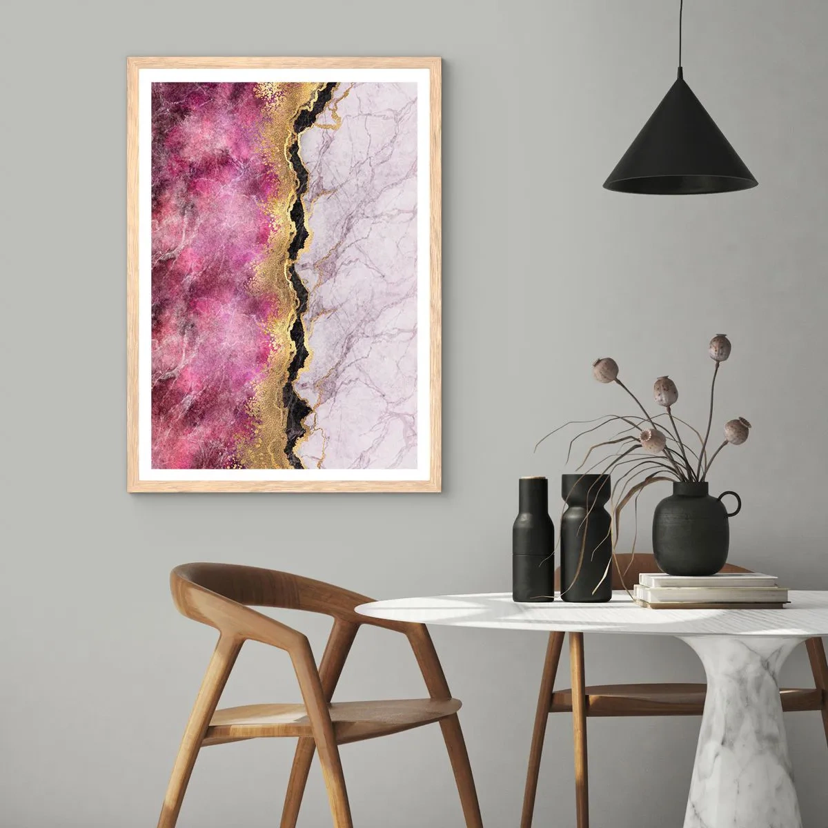 Póster en marco roble claro - En la frontera - 70x100 cm