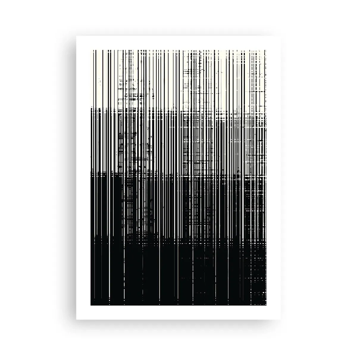 Póster - Composición abstracta de líneas negras sobre fondo blanco. - 50x70cm - Ondas y vibraciones - Decoración de pared moderna para salón y dormitorio ARTTOR