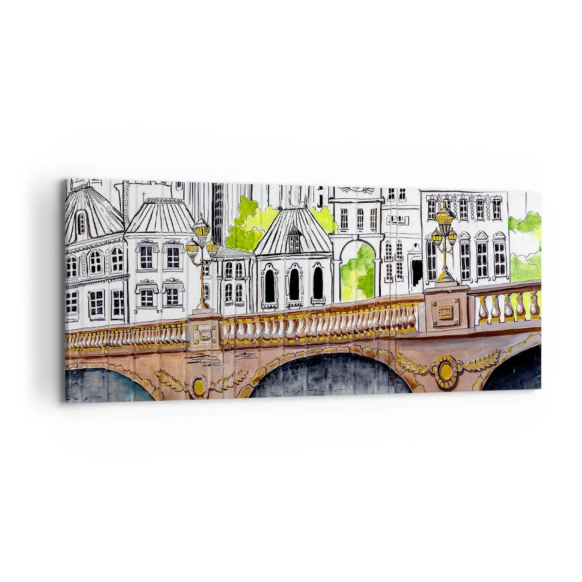 Cuadro sobre lienzo - Impresión de Imagen - Una ciudad de dibujo - 100x40 cm