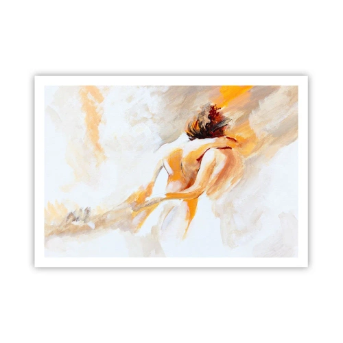 Póster - Escena abstracta de un abrazo romántico. - 100x70cm - En un cielo de cercanía - Decoración de pared moderna para salón y dormitorio ARTTOR
